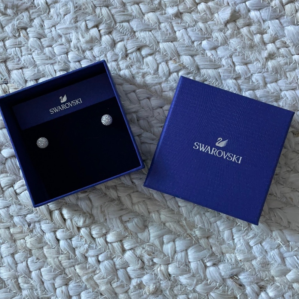 Swarovski Silver Crystal Pavé Stud Earrings
